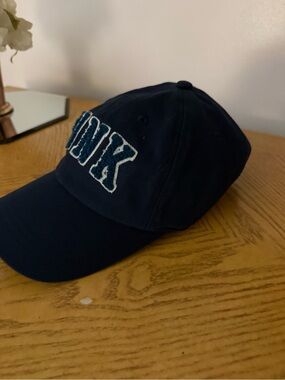 PINK Victoria's Secret Navy Blue Baseball Cap with Embroidered Logo